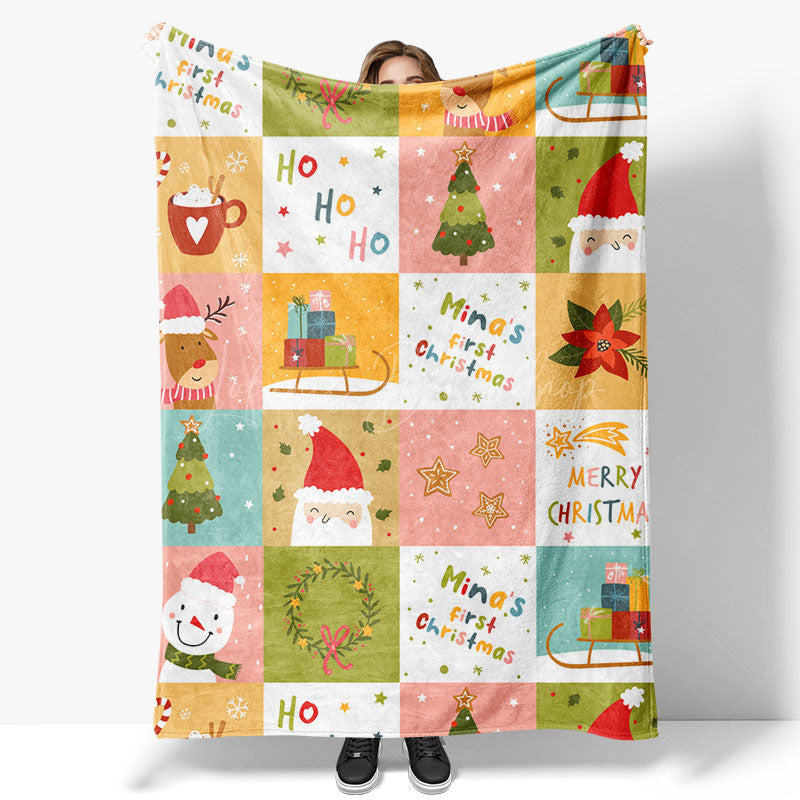 Lofaris Ho Deer Cartoon Pattern Christmas Name Blanket