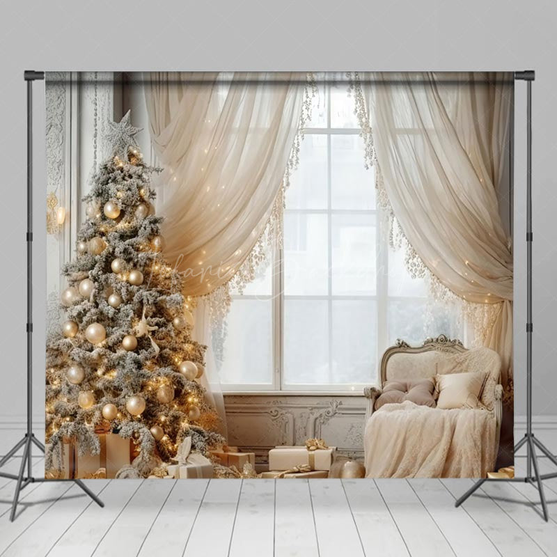 Lofaris Hobo White Ivory House Vintage Christmas Backdrop