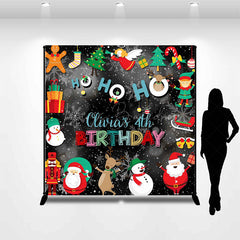 Lofaris Hohoho Christmas Snowy Custom Name Birthday Backdrop