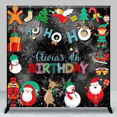 Lofaris Hohoho Christmas Snowy Custom Name Birthday Backdrop