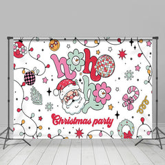 Lofaris Hohoho Disco Ball Santa Christmas Party Backdrop