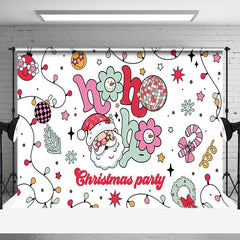 Lofaris Hohoho Disco Ball Santa Christmas Party Backdrop