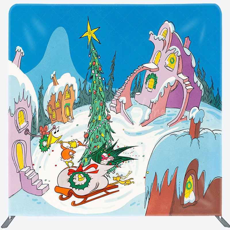 Lofaris Holiday Xmas Whoville Double-Sided Square Backdrop