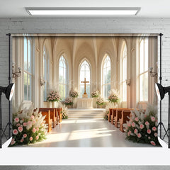 Lofaris Holy Church Floral Sunlight Wedding Photo Backdrop