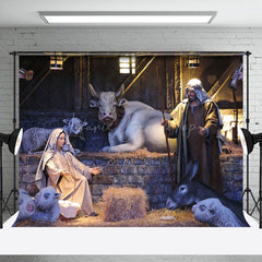 Lofaris Holy Night Rural Bullpen Nativity Christmas Backdrop