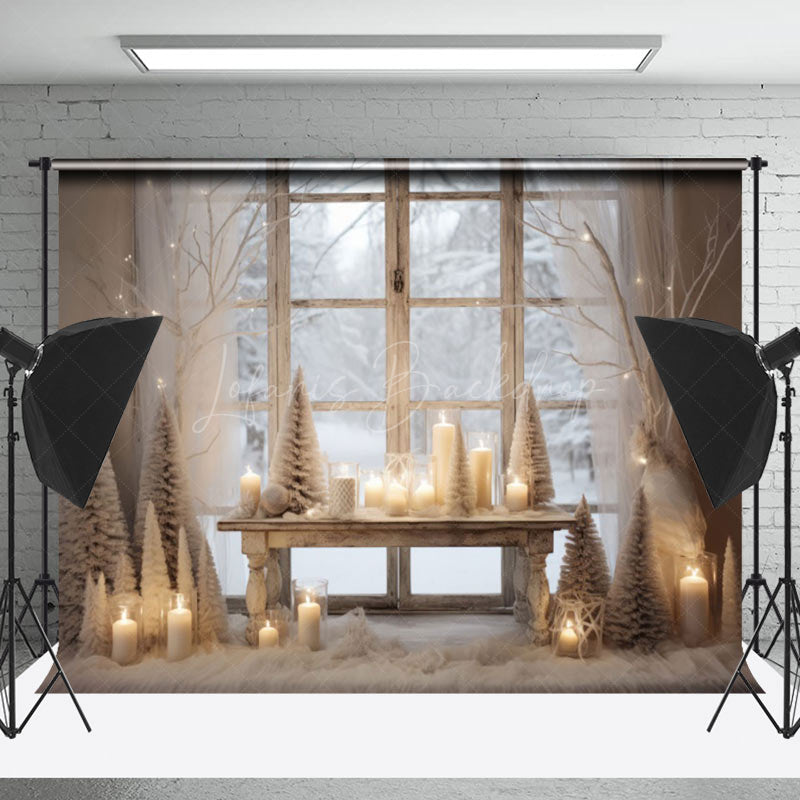 Lofaris Holy White Candlelight Window Christmas Backdrop