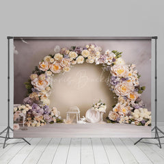 Lofaris Holy White Wall Arch Floral Fine Art Photo Backdrop