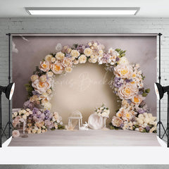 Lofaris Holy White Wall Arch Floral Fine Art Photo Backdrop