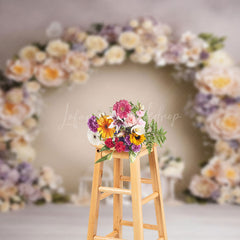 Lofaris Holy White Wall Arch Floral Fine Art Photo Backdrop