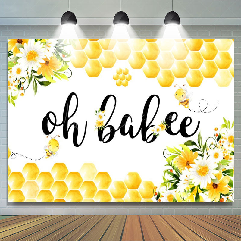 Lofaris Honeycomb Oh Babee Floral Baby Shower Backdrop