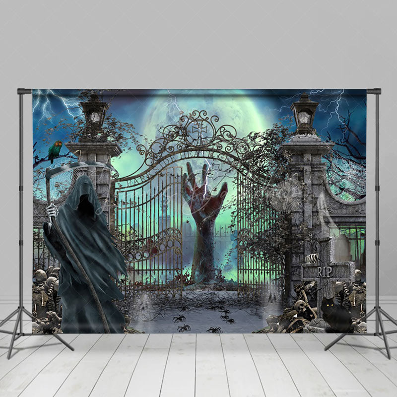 Lofaris Horror Shadow Man Skeleton Moon Halloween Backdrop