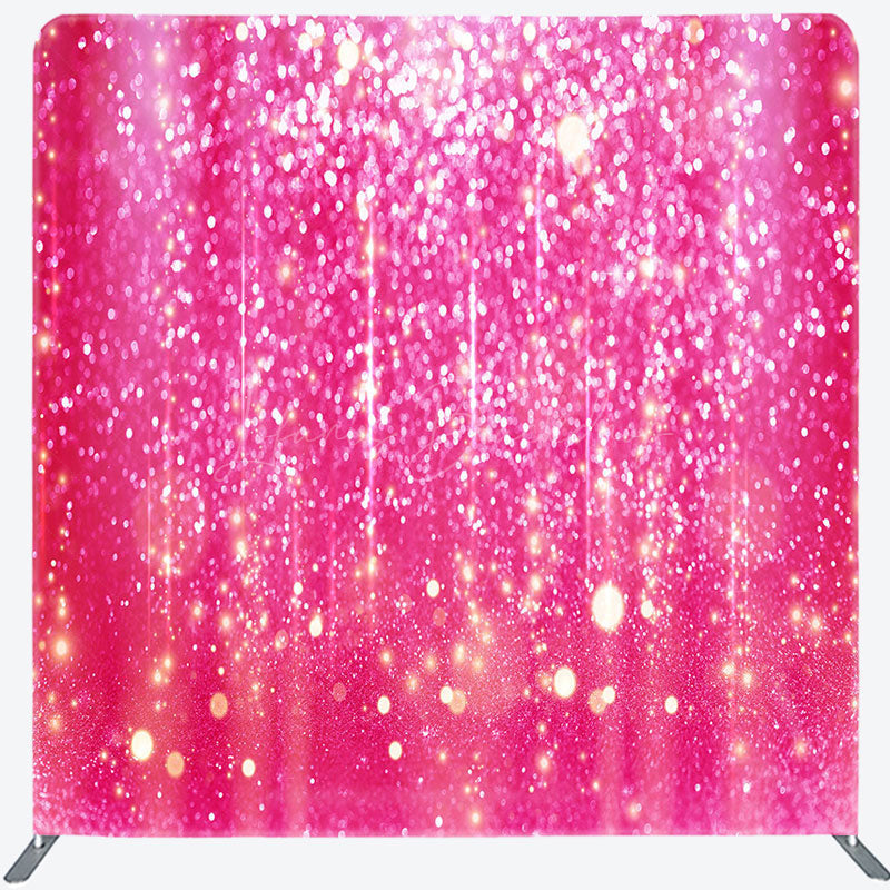 Lofaris Hot Pink Gold Glitter Party Pillow Cover Backdrop