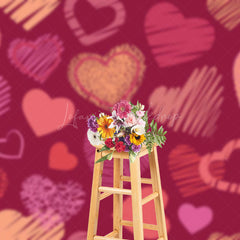 Lofaris Hot Pink Hearts Romantic Valentines Day Backdrop