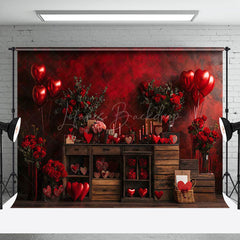 Lofaris Hot Red Wall Balloons Rose Valentines Day Backdrop