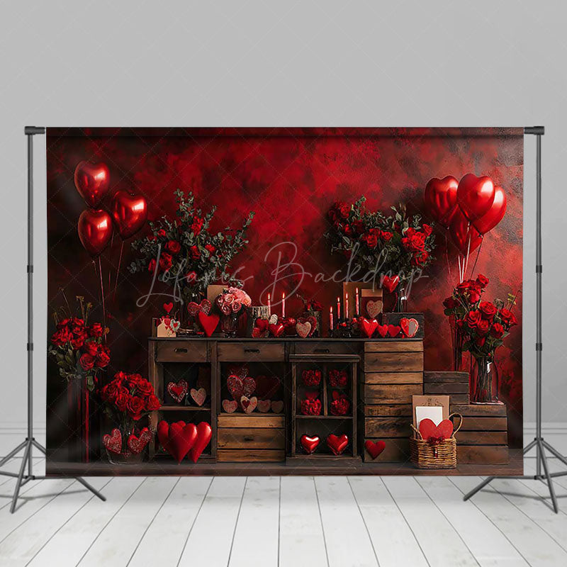 Lofaris Hot Red Wall Balloons Rose Valentines Day Backdrop