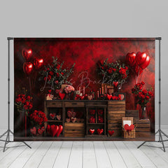 Lofaris Hot Red Wall Balloons Rose Valentines Day Backdrop