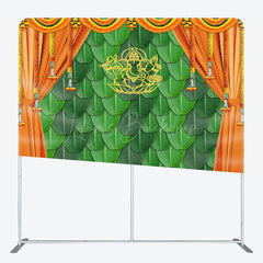 Lofaris Indian Green Leaves Wall Curtain Square Backdrop