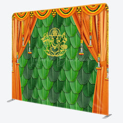 Lofaris Indian Green Leaves Wall Curtain Square Backdrop