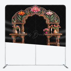 Lofaris Indian Retro Floral Arch Square Double-Sided Backdrop