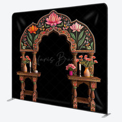 Lofaris Indian Retro Floral Arch Square Double-Sided Backdrop