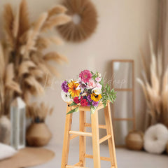 Lofaris Indoor Boho Dried Pampas Grass Photography Backdrop