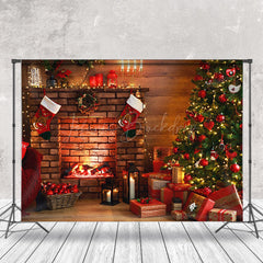 Lofaris Indoor Fireplace Gifts Tree Christmas Vibe Backdrop