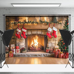 Lofaris Indoor Room Fireplace Sock Gifts Christmas Backdrop