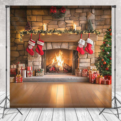 Lofaris Indoor Room Sock Gifts Fireplace Christmas Backdrop