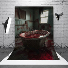 Lofaris Indoor Scary Tub Horror Scene Halloween Backdrop