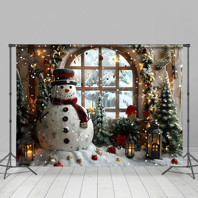 Lofaris Indoor Snowman Oil Lamp Window Christmas Backdrop