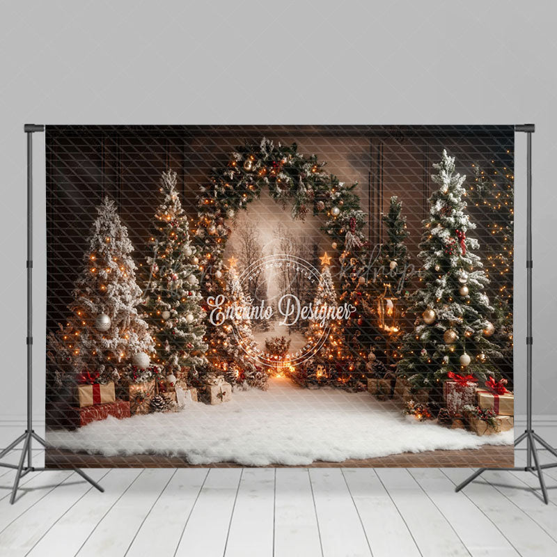 Lofaris Indoor Winter Christmas Trees Backdrop For Photography