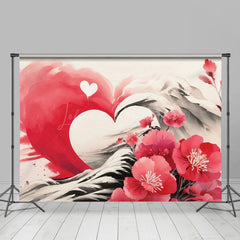 Lofaris Ink Painted Red Floral Love Fine Art Photo Backdrop