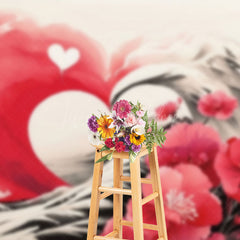 Lofaris Ink Painted Red Floral Love Fine Art Photo Backdrop