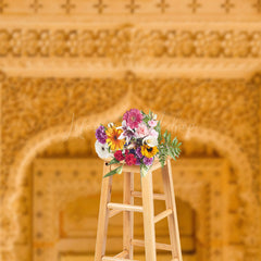 Lofaris Intricate Floral Golden Arch Weddings Backdrop