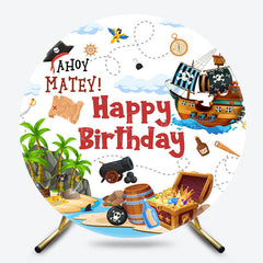 Lofaris Island Treasure Pirate Ship Round Birthday Backdrop