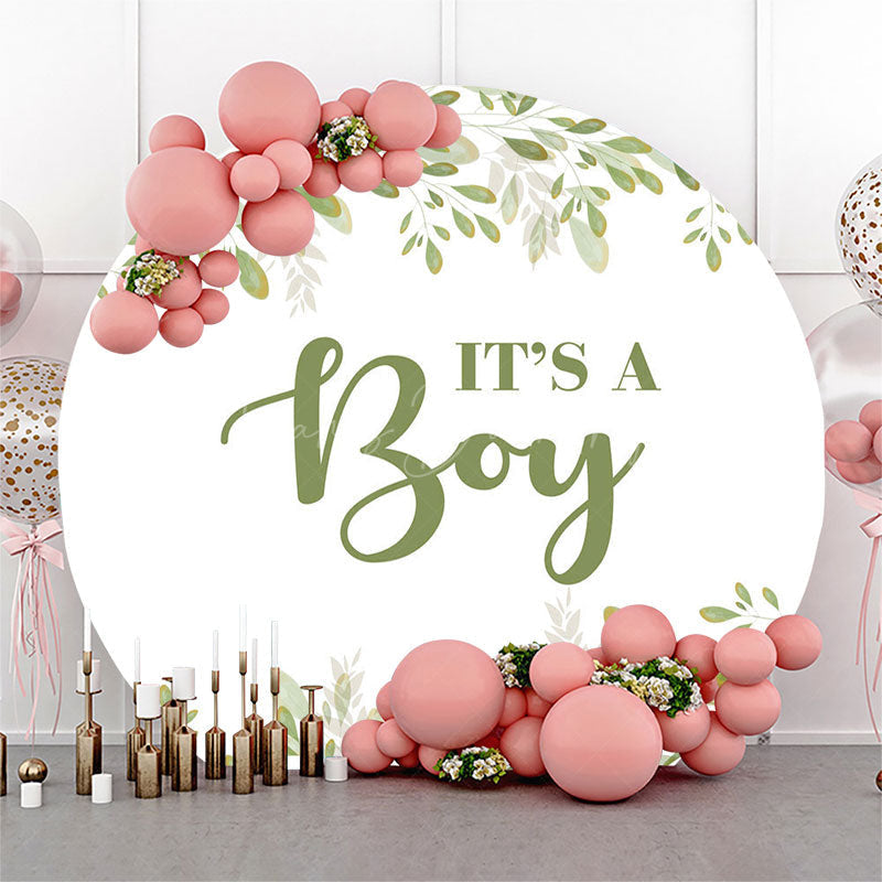 Lofaris Its A Boy Greenery Spring Round Baby Shower Backdrop