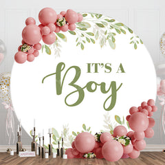 Lofaris Its A Boy Greenery Spring Round Baby Shower Backdrop