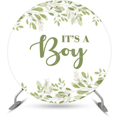 Lofaris Its A Boy Greenery Spring Round Baby Shower Backdrop