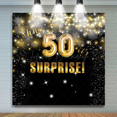 Lofaris Its Surprise Black Gold Bokeh 50th Birthday Backdrop