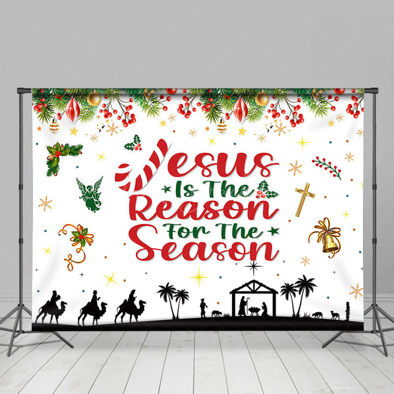 Lofaris Jesus Is The Reason Leaves Cherry Xmas Backdrop