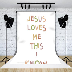 Lofaris Jesus Loves Me This I Konw Positive Slogan Backdrop