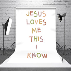 Lofaris Jesus Loves Me This I Konw Positive Slogan Backdrop