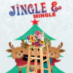 Lofaris Jingle Mingle Green Pine Tree Elk Christmas Backdrop