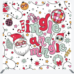 Lofaris Jingle Mingle Merry Christmas Tension Fabric Backdrop