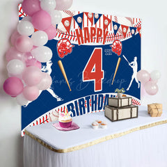 Lofaris Jolly Baseball 4Th Birthday Celebration Backdrop