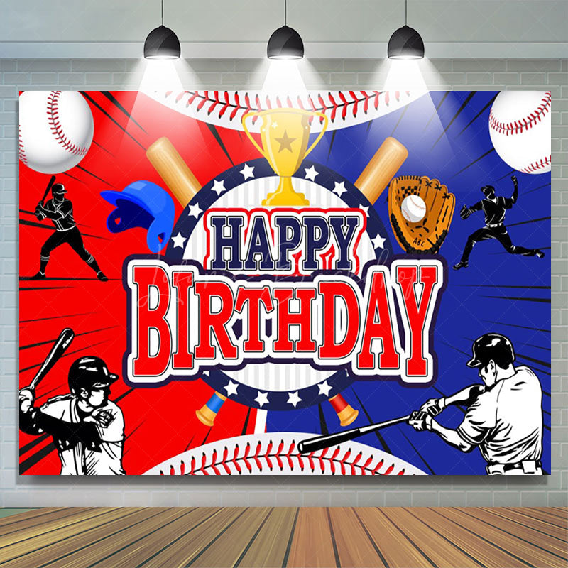 Lofaris Jolly Baseball Birthday Celebration Trophy Backdrop