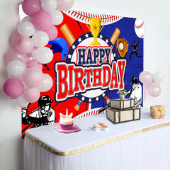 Lofaris Jolly Baseball Birthday Celebration Trophy Backdrop