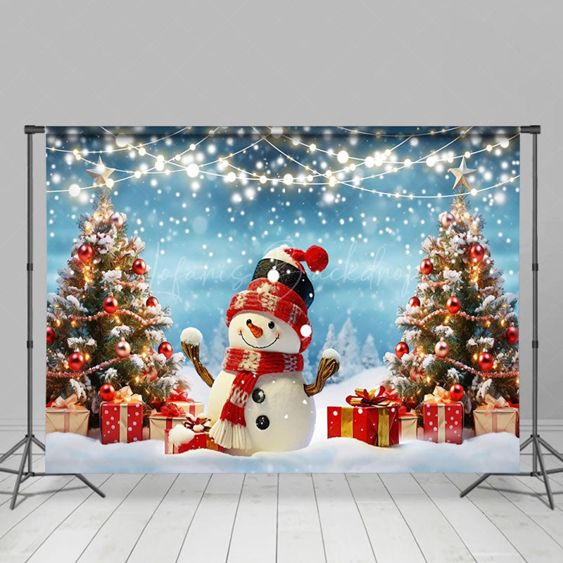 Lofaris Joyful Christmas Snowman Gifts Sweet Winter Backdrop