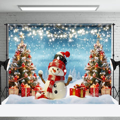 Lofaris Joyful Christmas Snowman Gifts Sweet Winter Backdrop