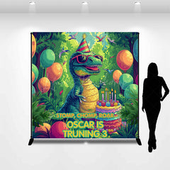 Lofaris Jungle Dinosaur Balloon Custom 3rd Birthday Backdrop